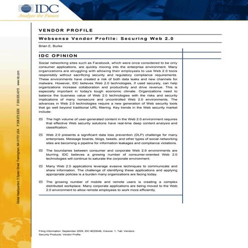 IDC Report : Web Security