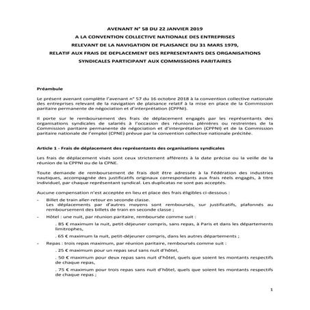 Idcc 1423 Avenant indemnisation representants syndicaux
