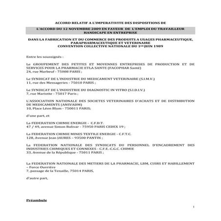 Idcc 1555 accord travailleurs handicapes