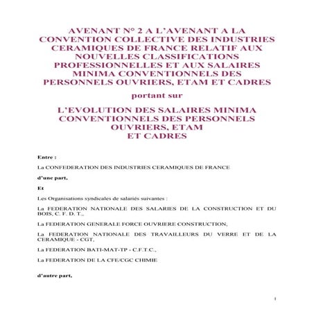 Idcc 1558 avenant salaires