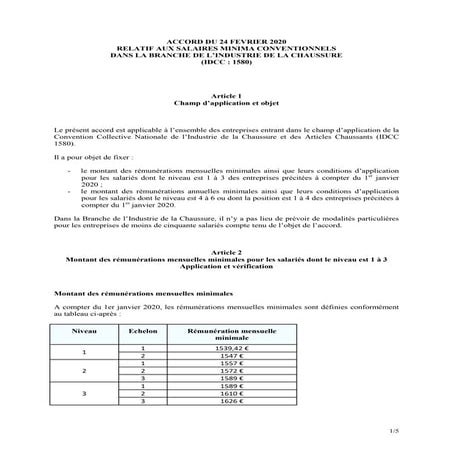 Idcc 1580 accord salaires smc