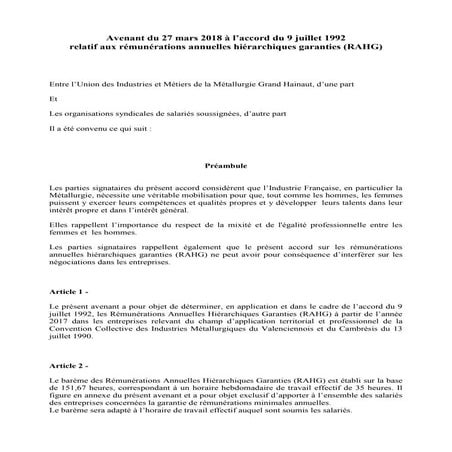 Idcc 1592 avenant rahg 2018