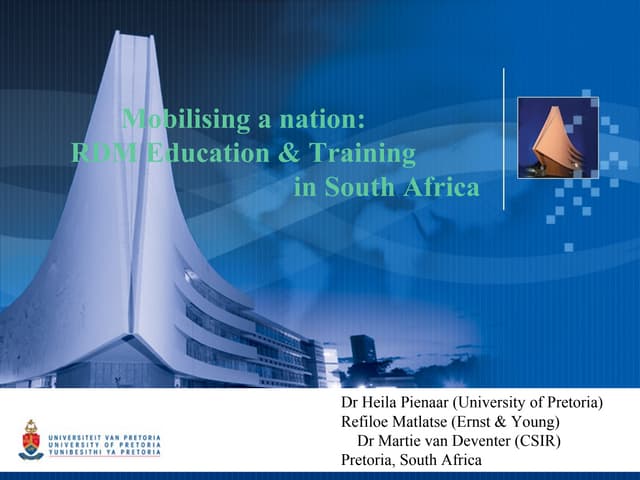 Mobilising a nation: RDM education and training in South Africa