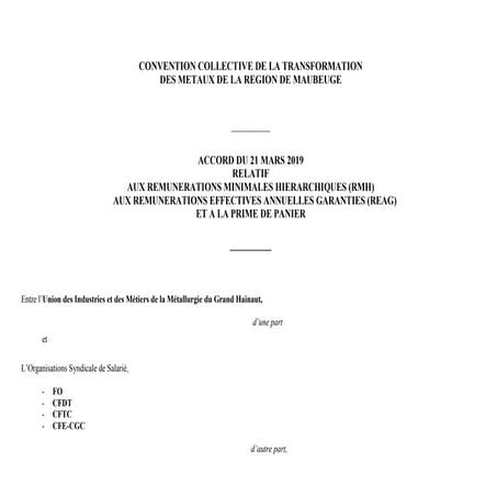 Idcc 1813 accord salaires