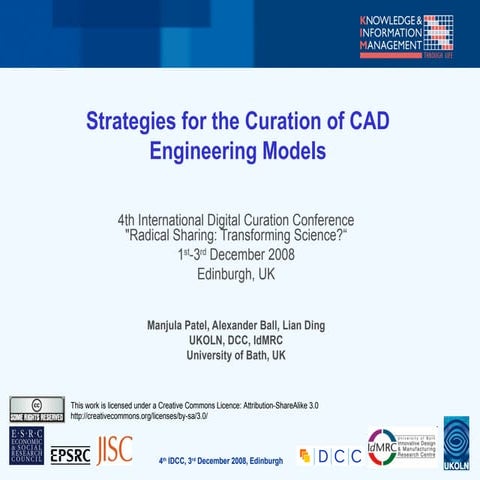 Strategies for the curation of CAD Engineering Models