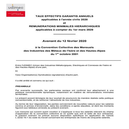 Idcc 2221 avenant salaires tega rmh