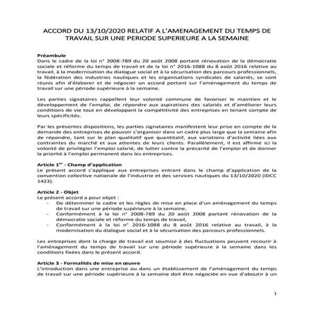 Idcc 3236 accord temps de travail