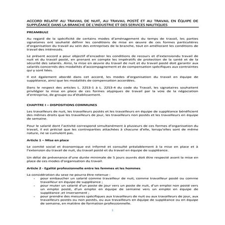 Idcc 3236 accord travail de nuit