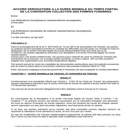 Idcc 759 accord temps partiel