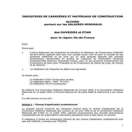 Idcc 87 idcc 135 accord salaires idf