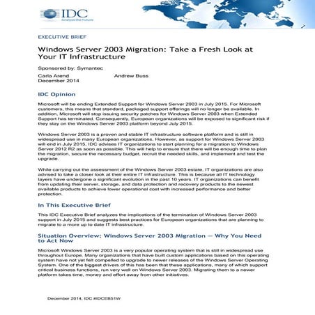 Windows Server 2003 Migration: Take a Fresh Look at Your IT Infrastructure
