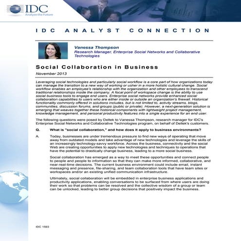 IDC on Social Collaboration