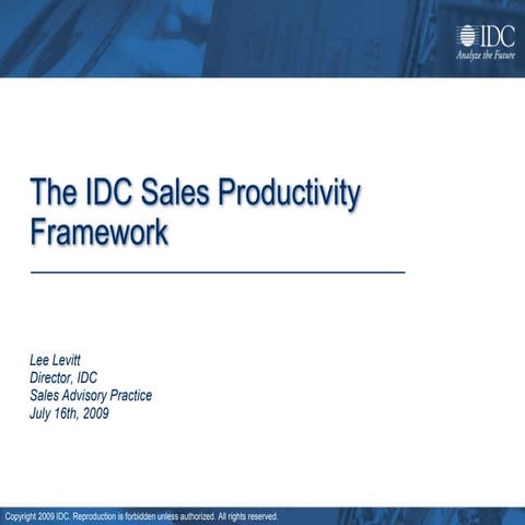 IDC sales productivity framework overview july 2009