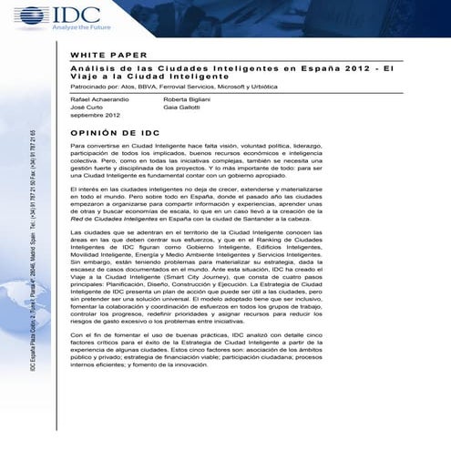 IDC SmartCities Analysis Spain