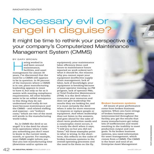 CMMS: Necessary evil or angel in disguise
