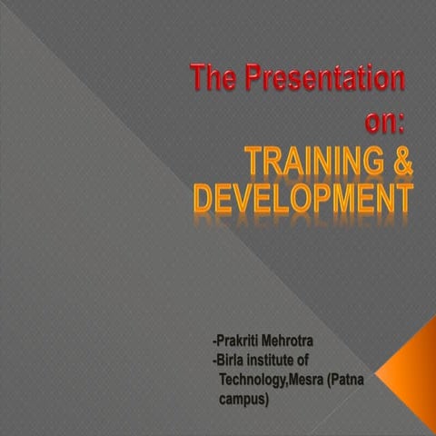 Training & Development and its competencies
