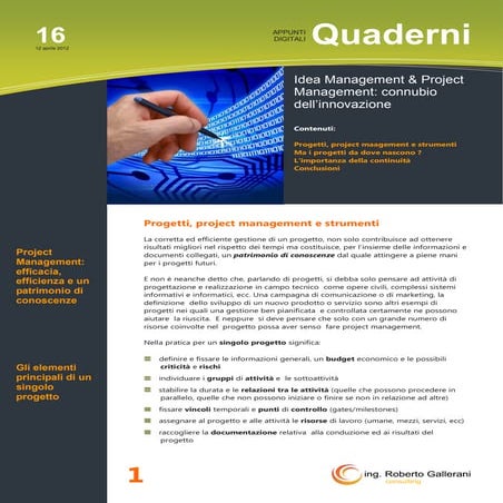 Idea Management & Project  Management: connubio  dell’innovazione 
