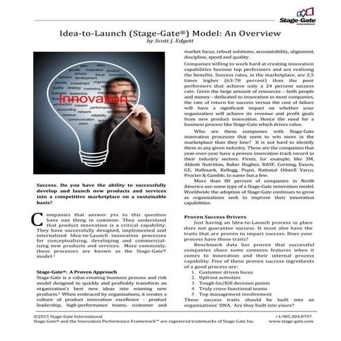 Idea to-launch Stage-Gate Model an Overview