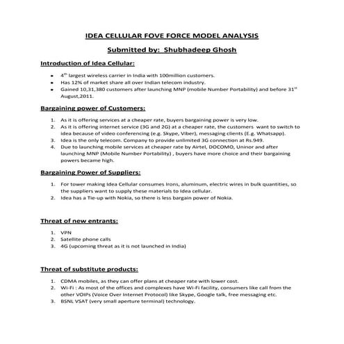 Idea cellular fove force model analysis