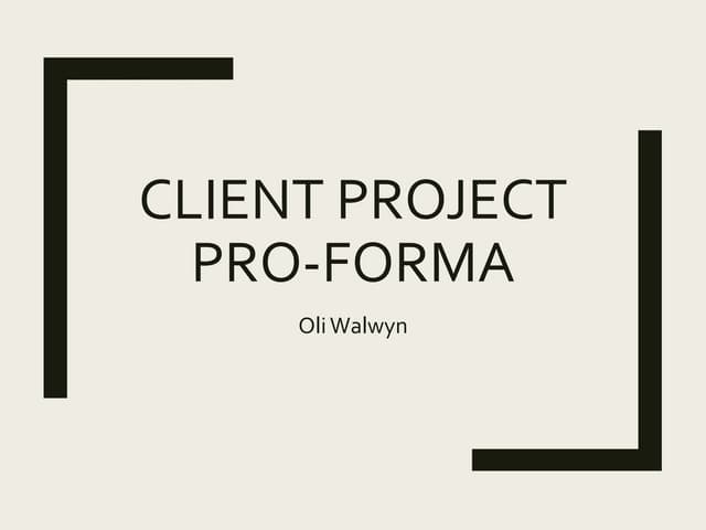 Idea development pro forma