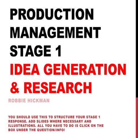 Idea generation and research