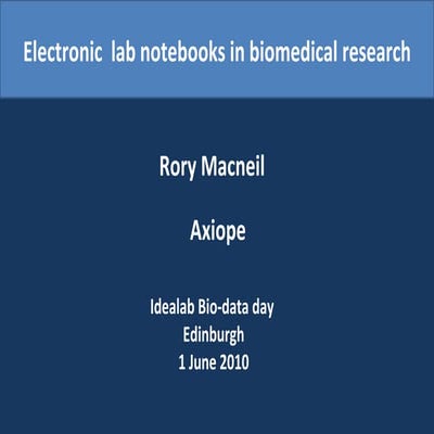 Electronic Lab Notebooks - IdeaLab