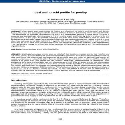 Ideal Amino Acid Profile For Poultry