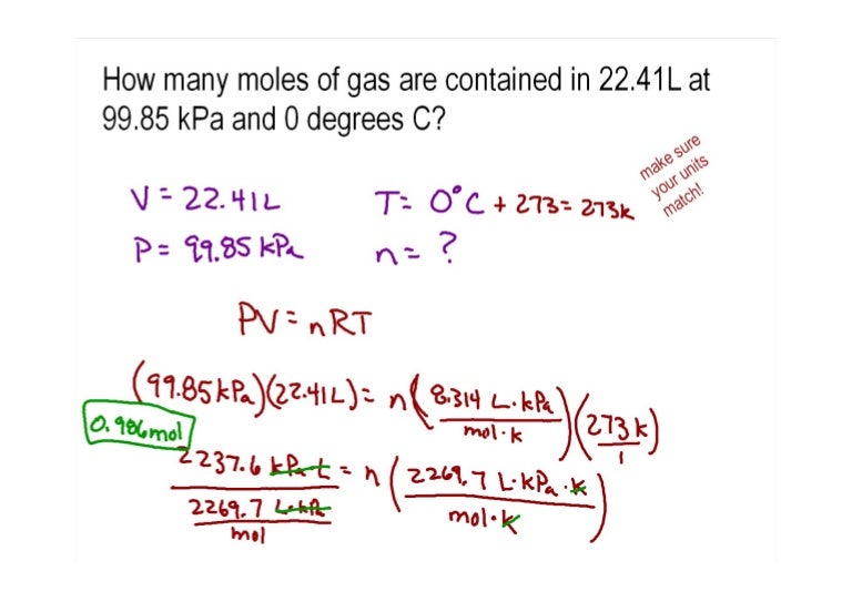 Ideal Gas Law Problems Ideal Gas Law Problems
