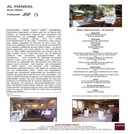 Restaurant al mankal - Paris