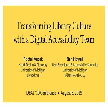 Transforming library culture with a Digital Accessibility Team