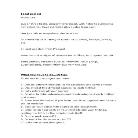 Ideal project critical research study