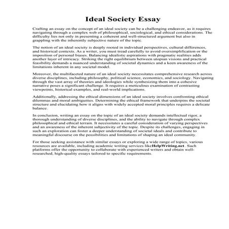 Ideal Society Essay