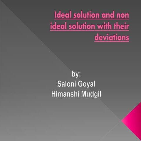 Ideal solution and non ideal solution 