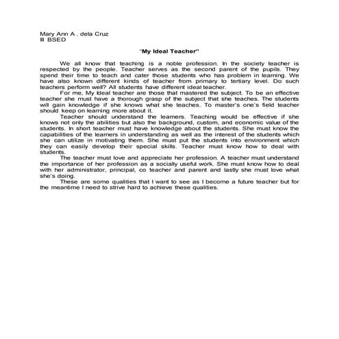 Ideal teacher | DOCX
