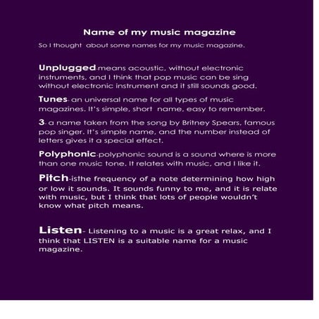 Magazine Name Ideas | DOCX