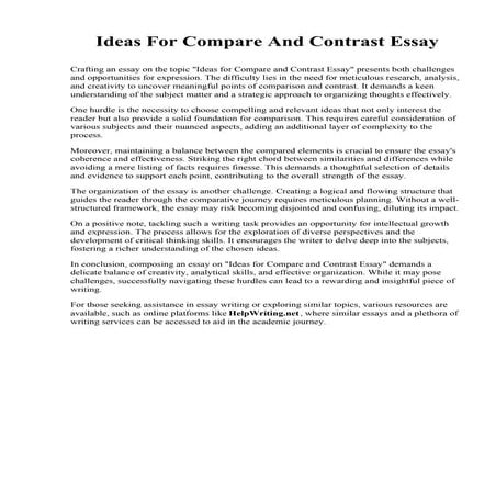 Ideas For Compare And Contrast Essay.pdf