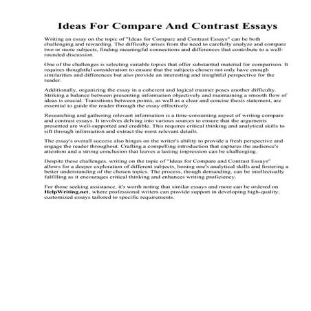 Ideas For Compare And Contrast Essays.pdf