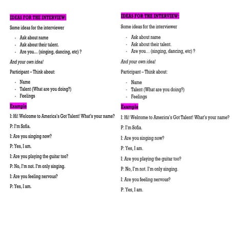 IDEAS FOR THE INTERVIEW IN A TALENT SHOW.docx
