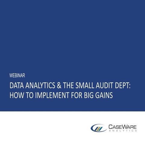 Data Analytics and the Small Audit Department: How to Implement for Big Gains