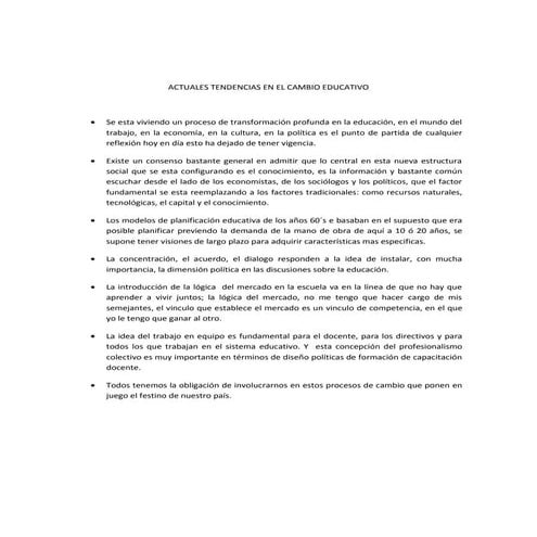 la calidad y el contexto actual de la educacion