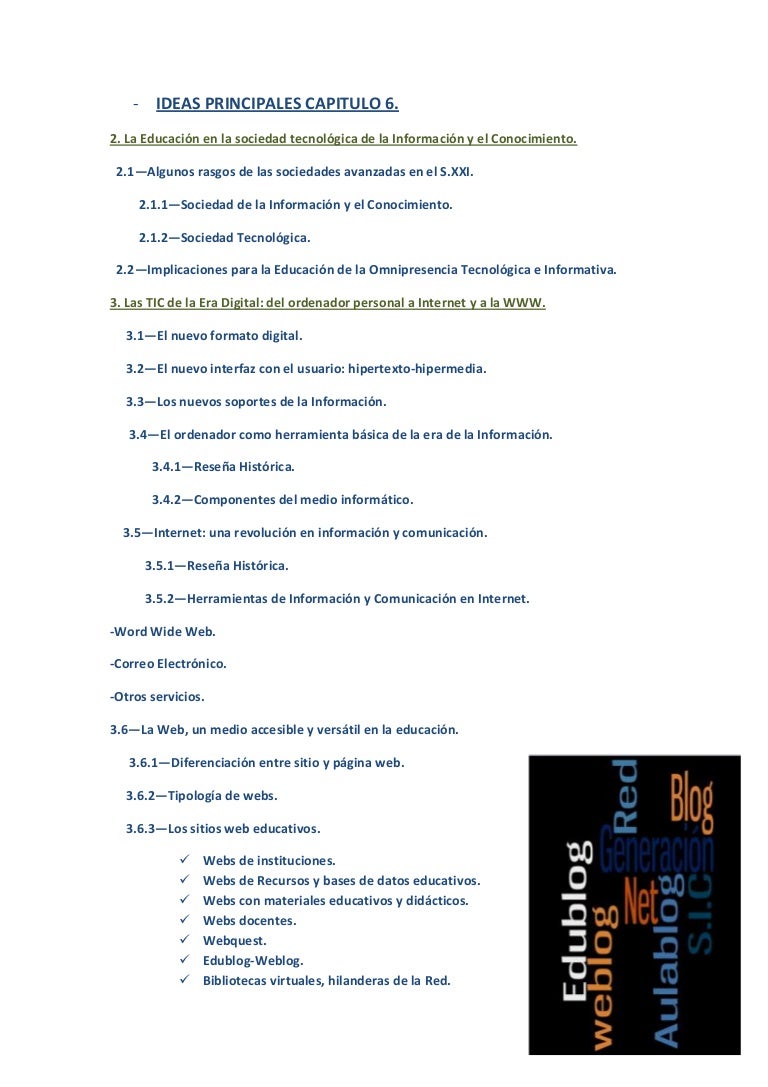 Ideas principales capitulo 6