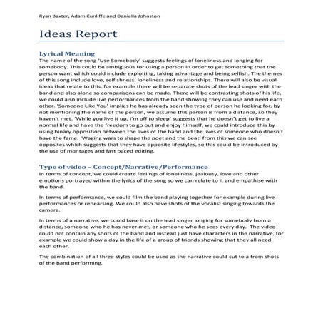 Ideas report