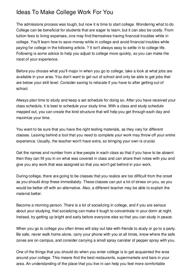 Ideas To Make College Work For You