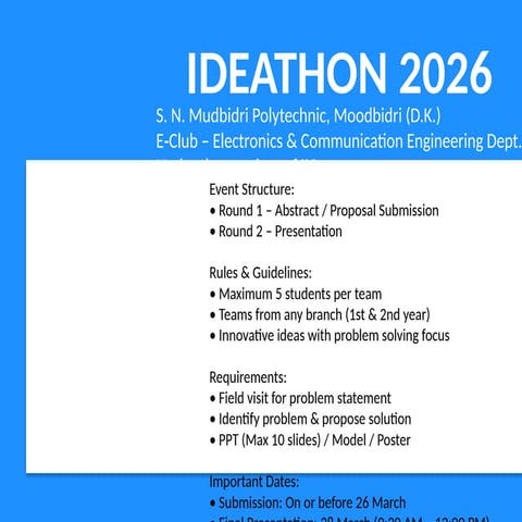 IDEATHON 2026: Innovative Problem-Solving Competition at S. N. Mudbidri ...