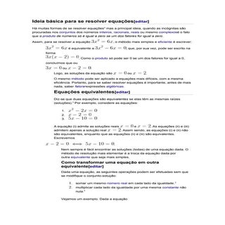 Ideia básica para se resolver equações