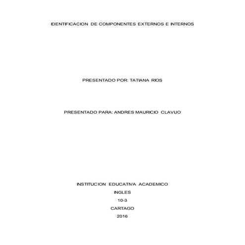 Identificacion de componentes externo e internos ingles