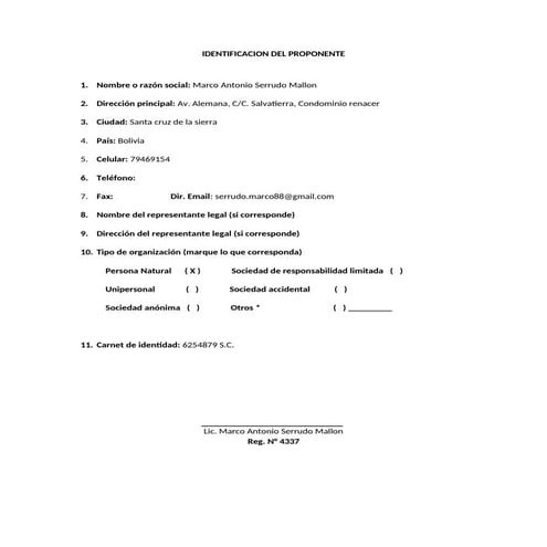 identificacion del proponente.docxgregefg | DOCX