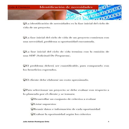 Identificacion de nesecidades (gido & clements))