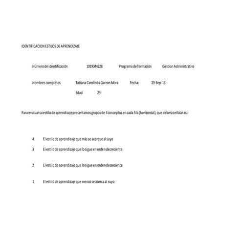 Identificacion estilos de aprendizaje