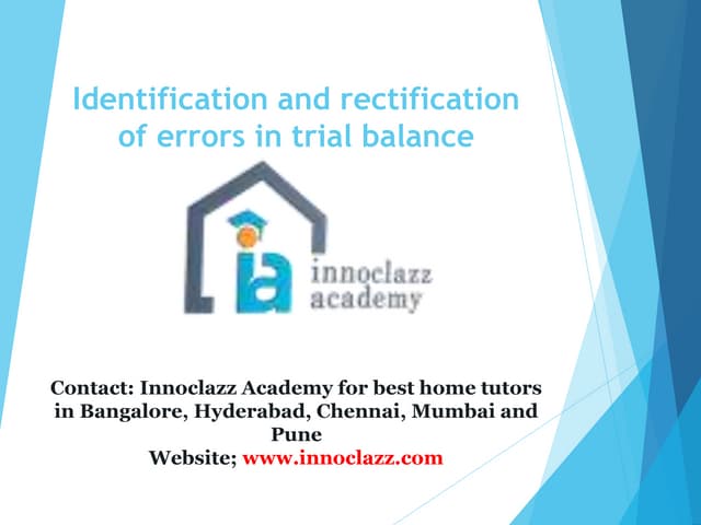 Identification and rectification of errors in trial balance